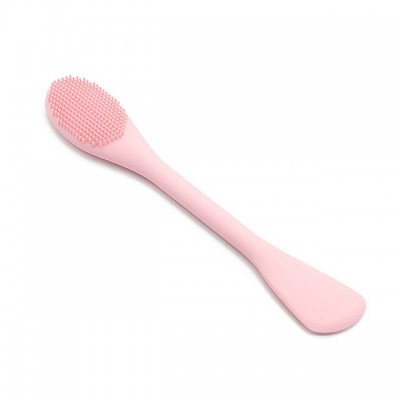 Силиконовая двусторонняя кисть для очищения лица и нанесения масок Soft Double Sided Face Wash Brush розовая 