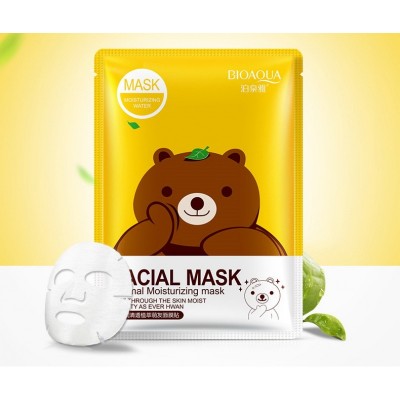 Тканевая маска для лица с экстрактом зеленого чая Bioaqua Facial Mask Animal Moisturizing Mask (Мишка) 30g
