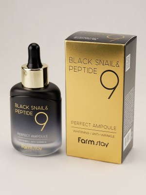 Сыворотка ампульная с комплексом из 9 пептидов FarmStay Black Snail & Peptide9 Perfect Ampoule 35 мл